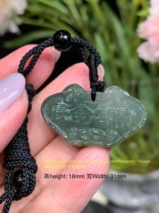 Half price burma jade 缅甸翡翠玉平安锁“长命富贵”Jade Pendant Carved with ‘Longevity and Prosperity’ Design