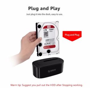 ORICO แท่นวางมือถือฮาร์ดไดรฟ์แบบ Dual-Bay สำหรับ SATA เป็น USB ฮาร์ดดิสก์ SSD 2.5/3.5นิ้วแท่นวางมือถือแท่นอุปกรณ์เชื่อมต่อฮาร์ดดิส3.0พร้อมอะแดปเตอร์ไฟ12V3A