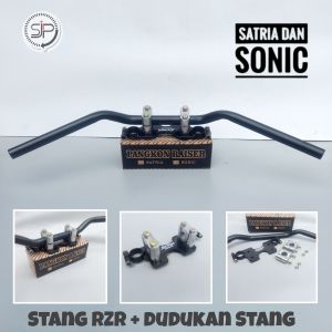 Stang Rzr Sonic dan Satria Fu plus Dudukan Stang Sonic Satria Fu | Breket Raiser Stang Rzr Satria Fu Sonic 150r