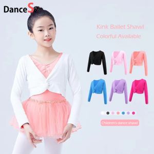 ผ้าคลุมไหล่เต้นรำบัลเล่ต์เด็กชูดบัลเล่ต์แขนยาวเสื้อคลุมตัวบนฤดูใบไม้ร่วงสาวบัลเล่ต์เสื้อนอกเล็กอบอูน