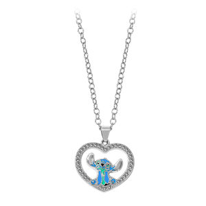 Disney Cartoon Stitch Heart Shaped Enamel Hollow Rhinestone Pendant Elegant and Fashionable Party Toy Gift for Friends