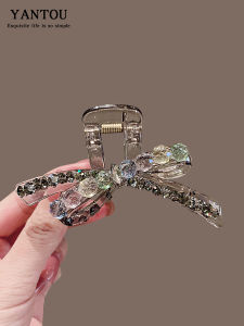 Colorful Dopaamine Rhinestone Hair Clips Simple Butterfly Knot Shark Bite High-End Sensation Internet Famous Headwear