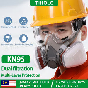 TIHOLE KN95 Reusable Full Half Face Mask with Activated Carbon Filter face shield for adult Topeng Gas pelindung muka cover Perindustrian Tahan Lama Penapis Berbilang Lapisan Sesuai untuk Kerja Kimia Pengecatan