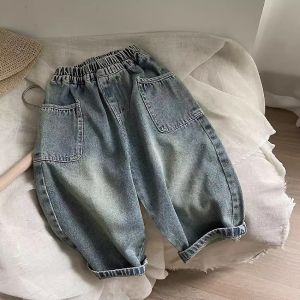 Spring Autumn Boys Denim Trousers Childrens Casual Soft Kids Pants Fashion Handsome Side Pocket Loose Child Boy Jeans 1-6Years