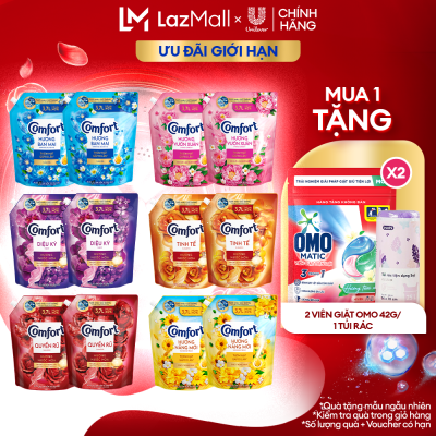 Combo 2 túi nước xả vải Comfort Thiên nhiên/Chuyên sâu túi 3.7/3.8L (bao bì tùy lô nhập hàng)