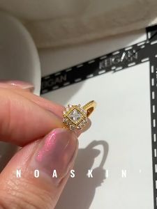 cincin emas bangkok original cop 916 Gold small square diamond zircon opening ring for women gift