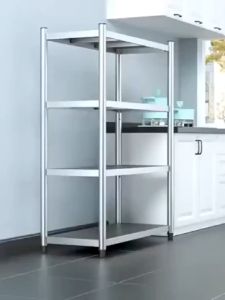 Stainless Steel Kitchen Racks Cabinet Kitchen Rack Floor Standing with Wheel Dish Rack Organizer Metal Shelves Grocery Display Rack Microwave Table Rack