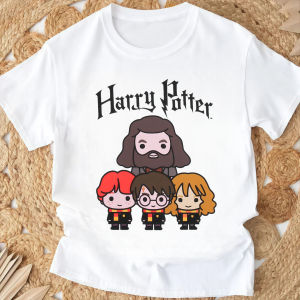 2026 New Harry Potter Magical Character Childrens Round Neck Pure Cotton T-shirt Fashion Boys and Girls Style Preppy Style.