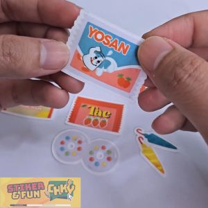 Stiker Dekoratif Anak Karakter Jajanan 90an - Warna-warni & Motif Vintage