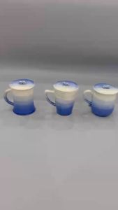 Ca Cốc Ly có quai có nắp hàng vuốt tay thủ công họa tiết sóng biển xanh gốm sứ Bát Tràng