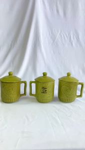 [ READY ] - Cangkir Satuan Motif Papa & Mama Warna Hijau Keramik / Kado Unik / Hampers Cantik / Gelas Lucu / Cangkir Cantik / Set Teko Murah / Cangkir Teh / Cangkir Kopi / Souvenir / Parcel