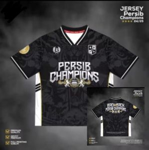 JERSEY PERSIB CHAMPIONS V-NECK HITAM / JERSEY PERSIB CHAMPIONS 2024 WARNA HITAM / JERSEY VINTAGE / JERSEY PERSIB BANDUNG