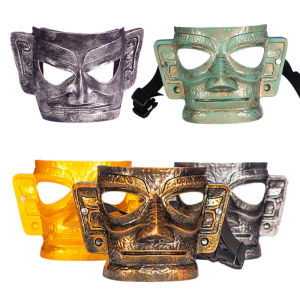 ปาร์ตี้ฮาโลวีน หน้ากากสร้างสรรค์ใบหน้าโบราณทองแดงระดับไฮเอนด์ หน้ากากวัยผู้ใหญ่ สไตล์โบราณสามเส้น