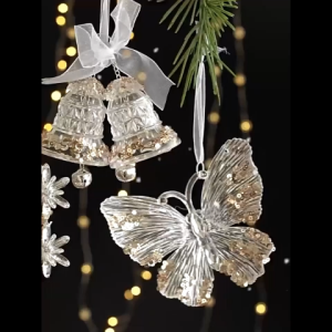 Transparent Acrylic Sequin Snowflake Ornament Christmas Tree Hanging Pendant Holiday Decoration