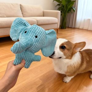 Interactive Squeaky Elephant Dog Toy Chew-Resistant Plush for Mental Stimulation & Boredom Relief in Puppies and Dogs