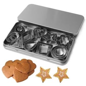 30 Chiếc Mini Thép Không Gỉ Khuôn Cắt Bánh Quy Bộ Trái Tim Ngôi Sao Hoa Hình Dạng Hình Học Thân Thiện Với Môi Trường Nhà Bếp Bánh Quy Bánh Ngọt Fondant Khuôn