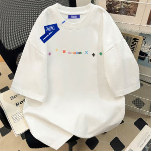 เสื้อยืดแขนสั้นผ้าฝ้ายแท้คุณภาพสูง WASSUP UOSNE สำหรับผู้ชาย ทรงหลวม สไตล์อเมริกัน ลำลอง ฤดูร้อน 2024 แฟชั่น