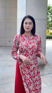 Áo dài lụa truyền thống may sẵn in họa tiết hoa 3D Lady Fashion dự tiệc lễ tết năm 2023 – AD01