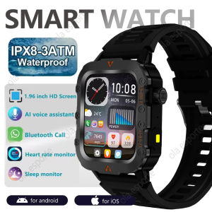 New Smart Watch Men 1.73" AMOLED Screen 3ATM Waterproof Man Watches HD Bluetooth Call AI Voice Sports LED Flashlight Smartwatch