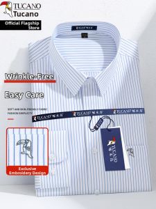 TUCANO | Embroidered Blue Stripe Shirt for Middle-aged Men Spring Summer Wear
