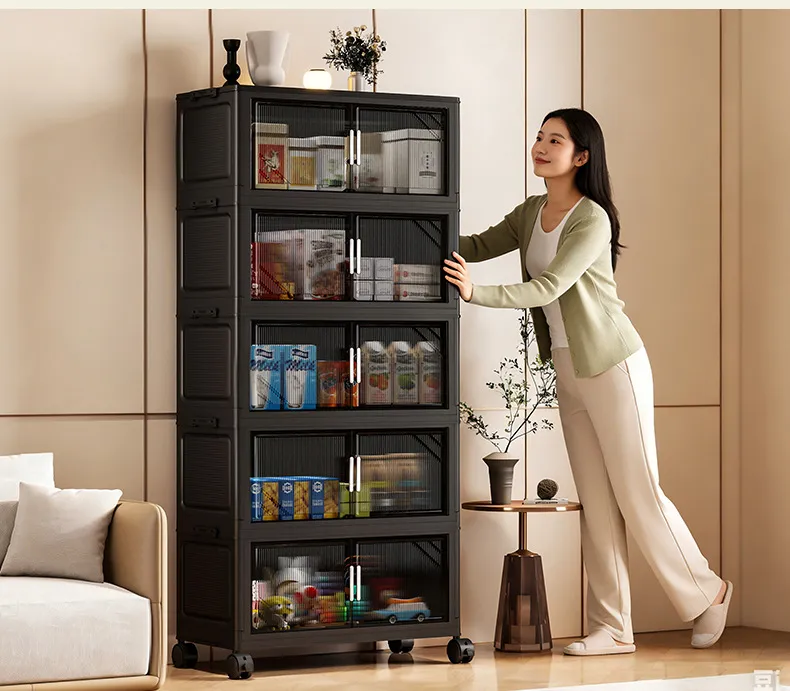 キュベ ZHUOLESHI | Multipurpose Black Collapsible Storage Cabinet