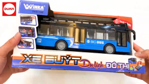 Xe buýt du lịch đô thị màu xanh DK81199 - Đồ chơi xe có dùng pin sáng đèn và âm thanh Hiệu Duka