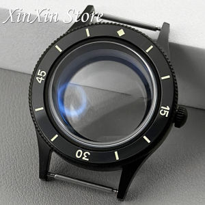 Retro 40mm Luminous Bezel Diving Double Domed Coated AR Sapphire Glass Titanium PVD Black Watch Case For NH34 NH35 NH36 Movement