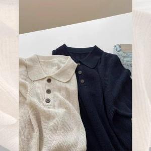 PEIXI | Korean Style Commuter Cotton Linen Polo Collar Short Sleeve T-shirt