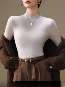 MiiOW | Áo len dệt kim cổ cao bằng lông cừu cho nữ Áo sơ mi giữ nhiệt ôm vừa vặn thời trang thu đông cao cấp MiiOW Cat Person