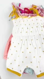 TinyBee ชุดจั๊มสูทเด็ก ชุดหมีขาสั้น รอมเปอร์ สายเดี่ยว ผ้าฝ้าย Cotton 100% ลายผีเสื้อ อายุ 0-9 เดือน