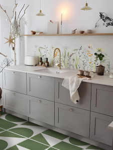 French Style Floral Tile Stickers Kitchen Renovation Decorative Wall Decals Cover up Refurbishing Floor Stickers Self Adhesive