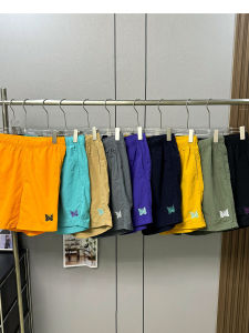 Quần Short Vải Nylon Thêu Bướm Nhanh Khô Mùa Hè Cho Nam Và Nữ Quần Dài Đến Đầu Gối Rộng Rãi Thời Trang Bãi Biển