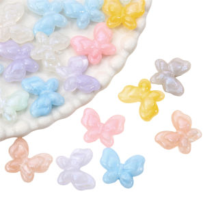 15Pcs 21x18mm Colorful Acrylic Butterfly Charm Pearl Luster Beads for Bracelet Earring Necklace Keychain DIY Jewelry Making