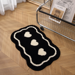 VIKAMA Ins Love Plush Carpet Absorbency Soft Bathroom Mat Toilet Entrance Door Mat Living Room Bedroom Carpet Home Decoration