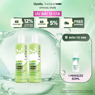 Bộ 2 chai Sữa Tắm Gội Trẻ Em Lactacyd Baby Extra Milky Làm Sạch Dịu Nhẹ và Dưỡng Ẩm Vượt Trội 250ml/chai