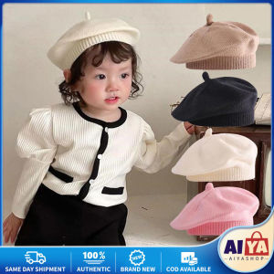 Baby Hat Candy Color Baby Knit Beret Hats Vintage Autumn Winter Knitted Beret Hat Kids Artist Painter Cap Korean Style