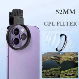 52mm Circular Universal Portable Polarizer Camera Lens Cpl Filter No Reflections for iPhone Samsung Cell Phone Polarized Lenses
