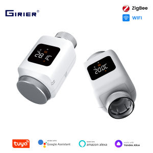 GIRIER Tuya ZigBee Thermostatic Radiator Valve WiFi Smart TRV Programmable Thermostat Radiator Works Alexa Google Home Assistant