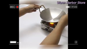 AI-C1212 Wok Pan Kuali / Wajan Penggorengan Stainless Steel Tebal Kuat Gagang Gold Anti Lengket