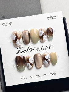 Lele Handmade Wearable Nail Art Pure Hand-Painted Detachable High-End Sensation Dark Color Series Nail Tips for Beauty Tools
