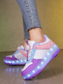 Girls' Sports Roller Skates Student Style Four-Wheel LED Flashing Wheels Children's Ice Skating Shoes Boys' Walking Shoes. 
