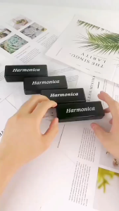 Model Harmonika 10 lubang nada 10 Lubang Kunci Alat Musik Alat Musik Harmonika C Blues Mainan Edukasi dengan Wadah