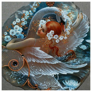 DIY Diamond Painting Swan Girl Wall Decor Full Drill Round Mosaic Picture for Home Decor Gift