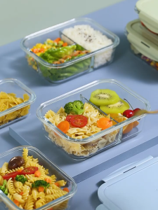 Glaven 410ML Microwave Safe Glass Lunch Box Fresh Keeping Bento Box Freezing Heating Safe With Lid High Quality Food Grade Bekas Makanan Kaca Selamat