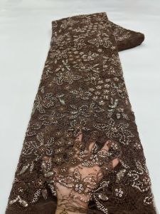 Sequin Luxury Beads Lace African 2026 High Quality 5 Yards Handmade Sequins Fabric Nigeria for Evening Party Wedding AT2925