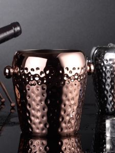 Stainless Steel Metal Ice Bucket with Handle for Bar Beer And Champagne Cooling Barrel Rose Gold Red Wine Cooler KTV