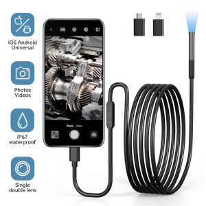 Endoscope Camera with Light 1080P HD Inspection Camera IP67 Waterproof Pipeline Borescope Camera for Android iPhone Android