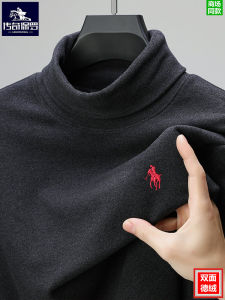 Paul High Collar Double Sided Cashmere Mens Long Sleeve T-Shirt Warm Underwear for Autumn And Winter Can Be Worn outside Fashionable Urban Basic Solid Color
