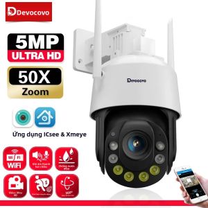 Camera IP WiFi HD 5MP 30X 50X Zoom PTZ Màu Sắc Tầm Nhìn Ban Đêm Phát Hiện Con Người Nhà Thông Minh An Ninh Giám Sát Ngoài Trời Trắng