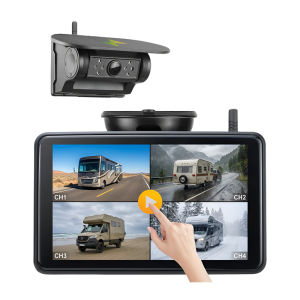 5 DVR Monitor Solar Magnetic Wireless Backup Camera System BSD Blind Spot Alarm Parking Camera for Truck RV Trailer Forklift